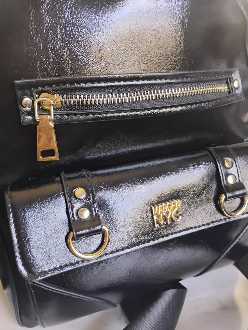 Black Patent Mini Backpack